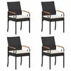 vidaXL Chaises de jardin 4 pc Noir et blanc cr&egrave;me