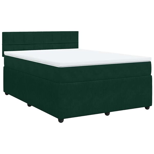 vidaXL Sommier &agrave; lattes de lit et matelas Vert fonc&eacute; 160x200cm Velours