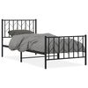 vidaXL Cadre de lit m&eacute;tal sans matelas avec pied de lit noir 90x200 cm
