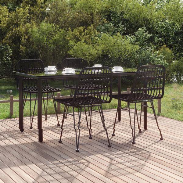vidaXL Ensemble à manger de jardin 5 pcs Noir Résine tressée