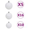 vidaXL Arbre de No&euml;l artificiel pr&eacute;-&eacute;clair&eacute;/boules 210 cm 910 branches