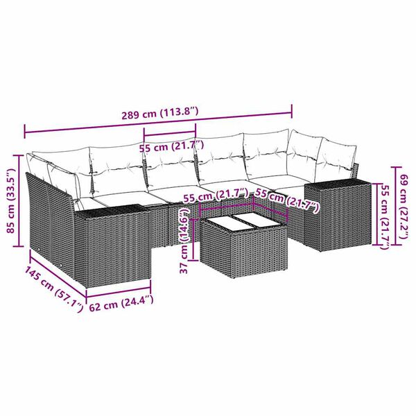 vidaXL Salon de jardin 8 pcs avec coussins gris clair r&eacute;sine tress&eacute;e