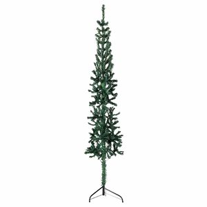 vidaXL Demi sapin de No&euml;l artificiel mince avec support Vert 240 cm