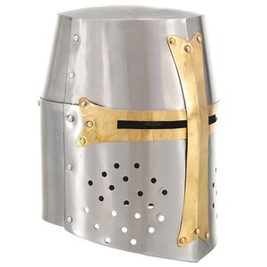 vidaXL Casque de chevalier crois&eacute; antique pour GN Argent&eacute; Acier