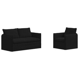 vidaXL Ensemble de Canap&eacute;s 2 pc Noir Tissu