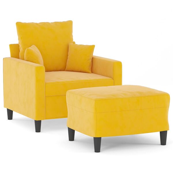 vidaXL Fauteuil avec repose-pied Jaune clair 60 cm Velours
