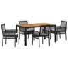vidaXL Ensemble de salle &agrave; manger pour jardin 5 pc Noir polyrotin