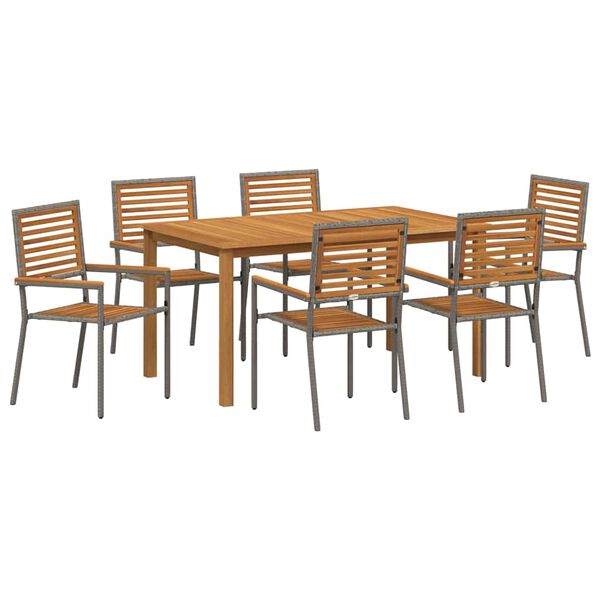 vidaXL Ensemble de salle &agrave; manger pour jardin 7 pcs Gris