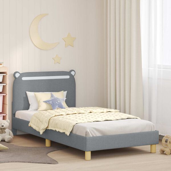 vidaXL Cadre de lit pour enfants avec t&ecirc;te de lit Gris clair tissu