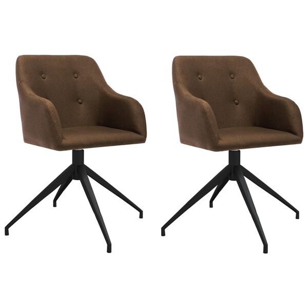 vidaXL Chaises pivotantes &agrave; manger lot de 2 marron tissu
