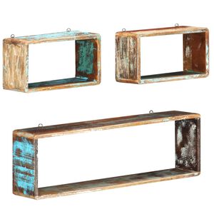 vidaXL Ensemble d'&eacute;tag&egrave;re cube 3 pcs Bois solide de r&eacute;cup&eacute;ration