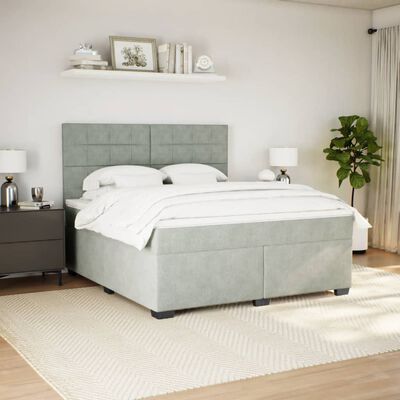 vidaXL Sommier à lattes de lit et matelas Gris clair 180x200cm Velours