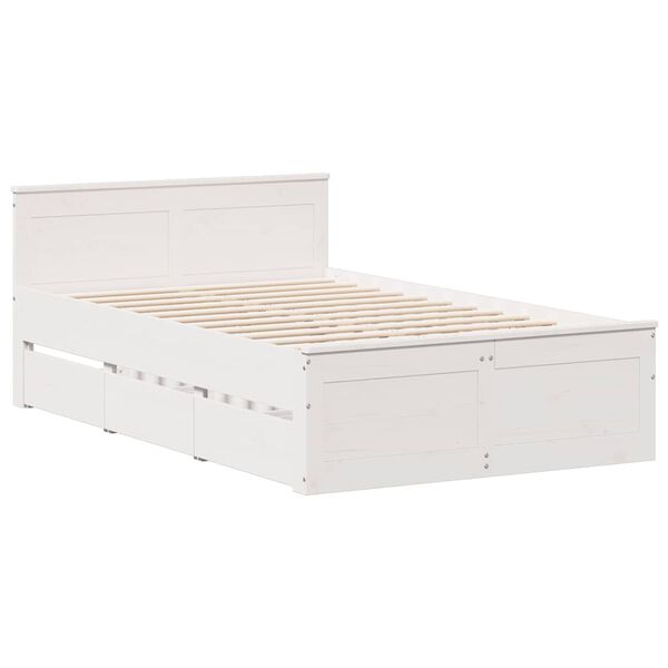 vidaXL Cadre de lit sans matelas avec t&ecirc;te de lit blanc 120x190 cm pin