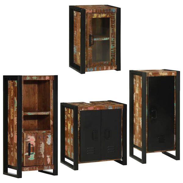 vidaXL Ensemble de mobilier de salle de bain 4 pcs Bois massif recycl&eacute;