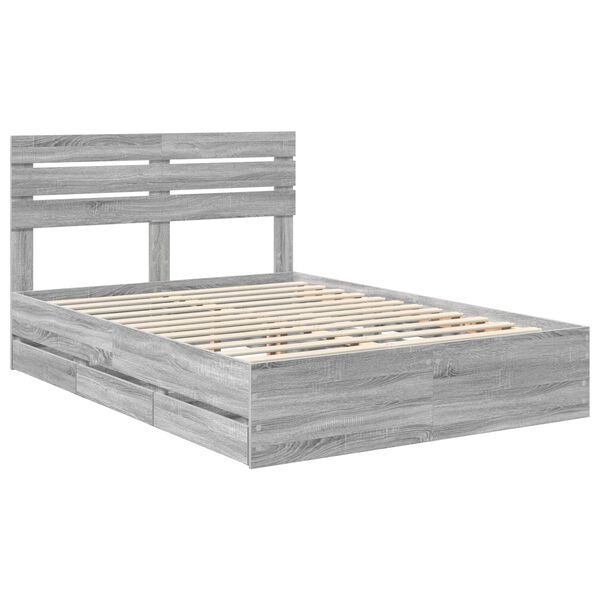 vidaXL Cadre de lit Gris Sonoma 150 x 200 cm Bois Ing&eacute;nierie