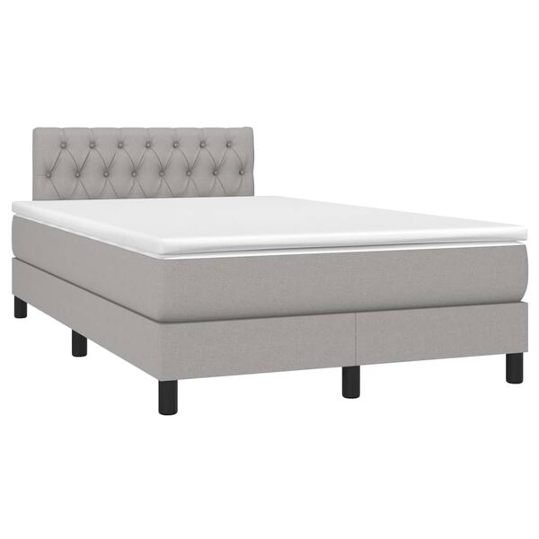 vidaXL Sommier &agrave; lattes de lit matelas LED Gris clair 120x200 cm Tissu