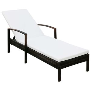vidaXL Chaise longue avec coussin R&eacute;sine tress&eacute;e Marron