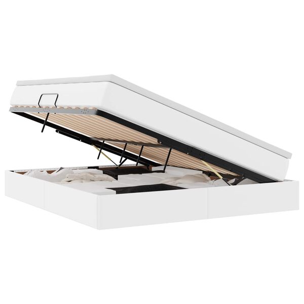 vidaXL Lit avec rangement et matelas Blanc 180 x 200 cm Simili cuir