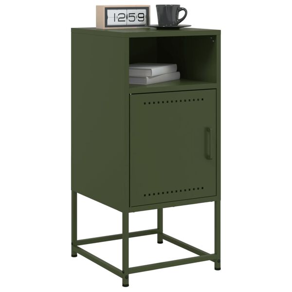 vidaXL Tables de chevet 2 pcs vert olive 36x39x78 cm acier