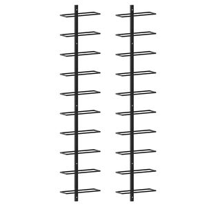 vidaXL Casiers &agrave; bouteilles muraux pour 20 bouteilles 2 pcs Noir M&eacute;tal