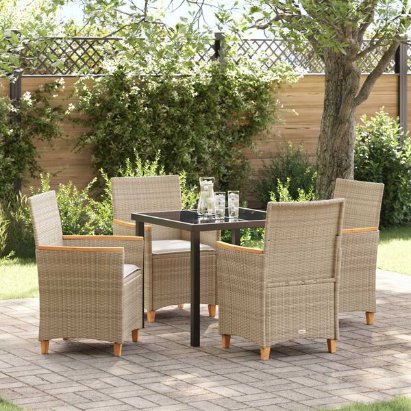 vidaXL Ensemble de salle à manger pour jardin 5 pcs Beige polyrotin