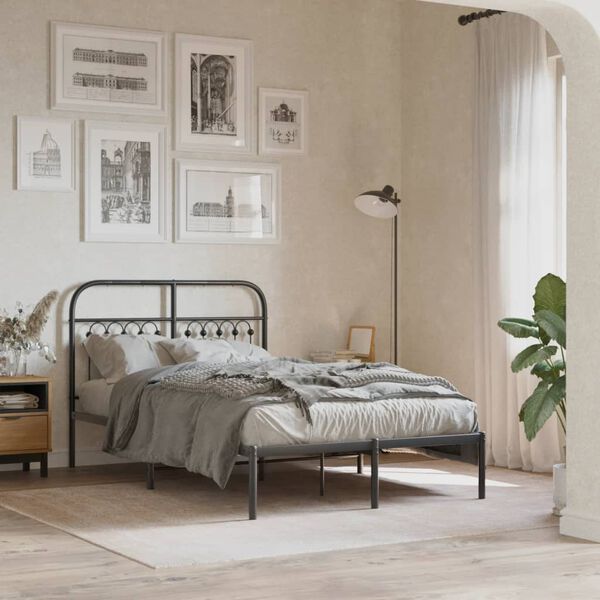 vidaXL Cadre de lit m&eacute;tal sans matelas avec t&ecirc;te de lit noir 120x200cm