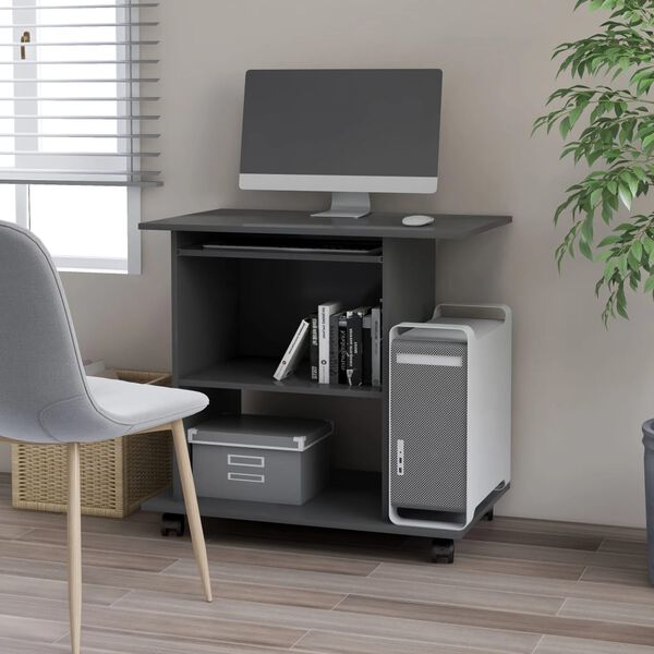 vidaXL Bureau d'ordinateur Gris 80x50x75 cm Agglom&eacute;r&eacute;