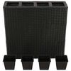 vidaXL Lit sur&eacute;lev&eacute; de jardin avec 4 pots R&eacute;sine tress&eacute;e Noir