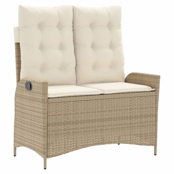 vidaXL Ensemble &agrave; manger de jardin coussins 4 pcs beige r&eacute;sine tress&eacute;e