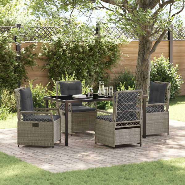 vidaXL Ensemble de salle &agrave; manger pour jardin 5 pcs Gris clair