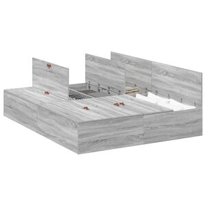 vidaXL Cadre de lit avec rangement avec porte Gris Sonoma 140 x 200 cm