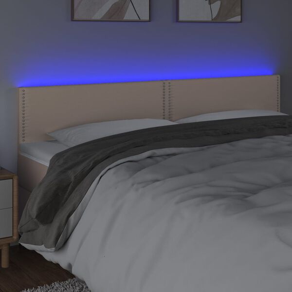 vidaXL T&ecirc;te de lit &agrave; LED Cappuccino 160x5x78/88 cm Similicuir
