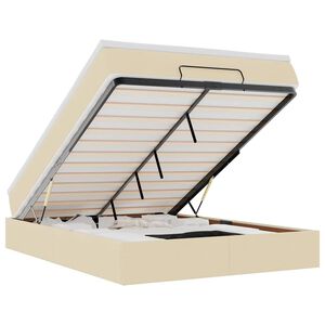 VidaXL Cadre de lit ottoman avec matelas cr&egrave;me 140x200 cm tissu