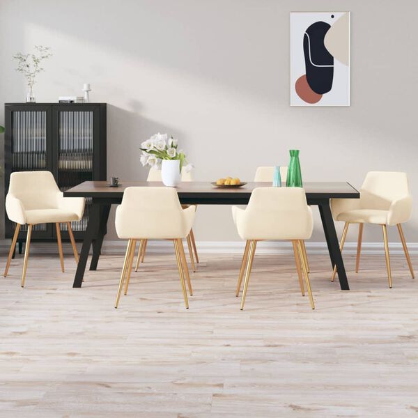 vidaXL Chaises &agrave; manger lot de 6 cr&egrave;me velours