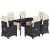vidaXL Ensemble &agrave; manger de jardin coussins 7pcs Noir R&eacute;sine tress&eacute;e