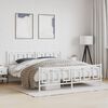 vidaXL Cadre de lit m&eacute;tal sans matelas et pied de lit blanc 180x200 cm