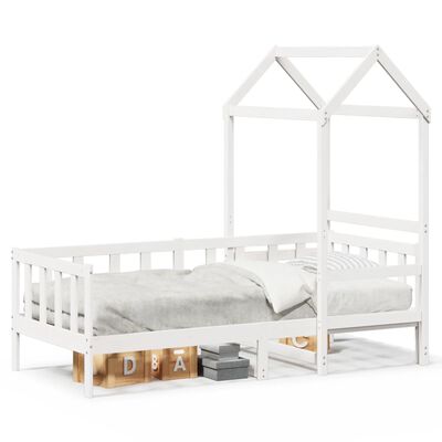 vidaXL Lit de jour avec toit sans matelas blanc 90x200 cm bois massif