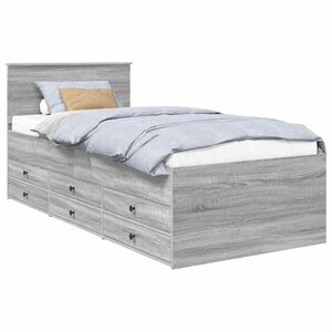 vidaXL Lit d'appoint Gris Sonoma et noir 75 x 190 cm Bois d'ing&eacute;nierie