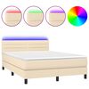 vidaXL Sommier &agrave; lattes de lit avec matelas LED Cr&egrave;me 140x200 cm Tissu