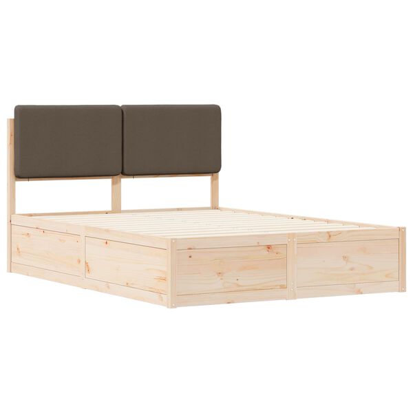 vidaXL Cadre de lit avec t&ecirc;te de lit rembourr&eacute;e Taupe 135 x 190 cm