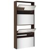 vidaXL Armoire &agrave; chaussures miroir 4 niveaux ch&ecirc;ne marron 63x17x134 cm