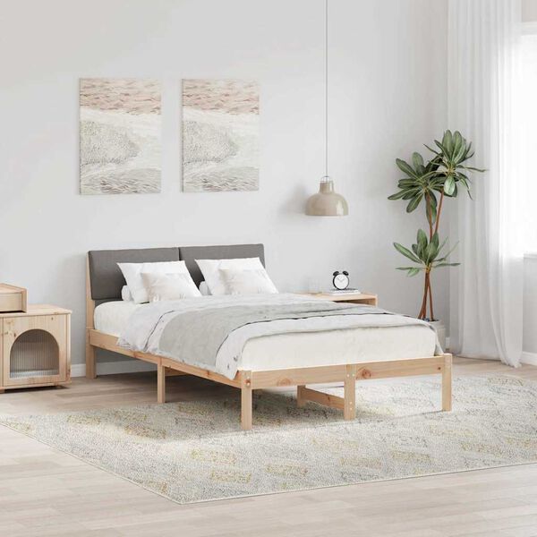 vidaXL Cadre de lit Marron et taupe 120 x 200 cm Bois massif en pin