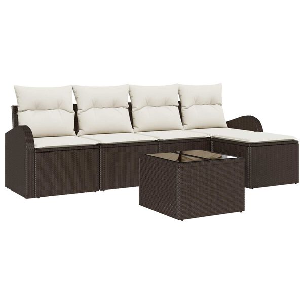 vidaXL Ensemble de Canap&eacute;s 6 pcs Marron et blanc polyrotin