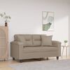 vidaXL Canap&eacute; 2 places avec oreillers taupe 120 cm tissu microfibre