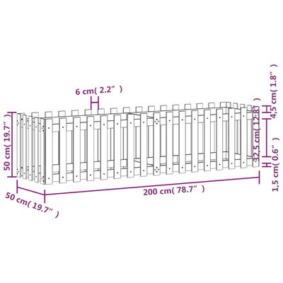 vidaXL Lit surélevé de jardin design de clôture bois de pin imprégné