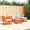 vidaXL Salon de jardin 5 pcs avec coussins cire marron bois pin massif