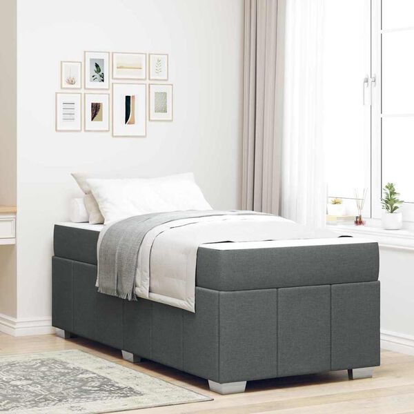vidaXL Cadre de lit avec matelas Gris fonc&eacute; 80 x 200 cm tissu