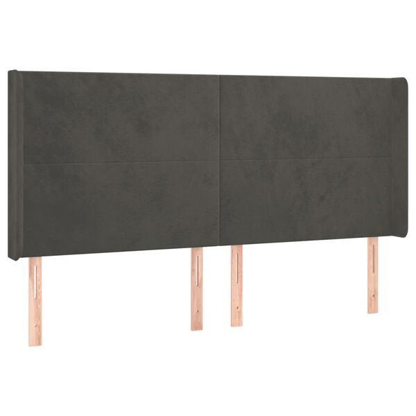 vidaXL T&ecirc;te de lit &agrave; LED Gris fonc&eacute; 203x16x118/128 cm Velours