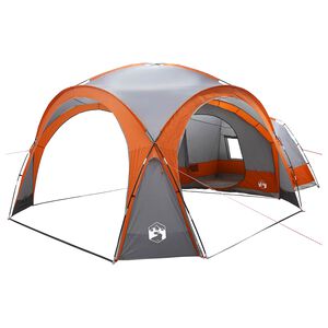 vidaXL Tente lat&eacute;rale avec toit Gris et orange 410 x 410 x 250 cm