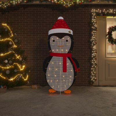 vidaXL Décoration de Noël pingouin à LED Tissu de luxe 180 cm